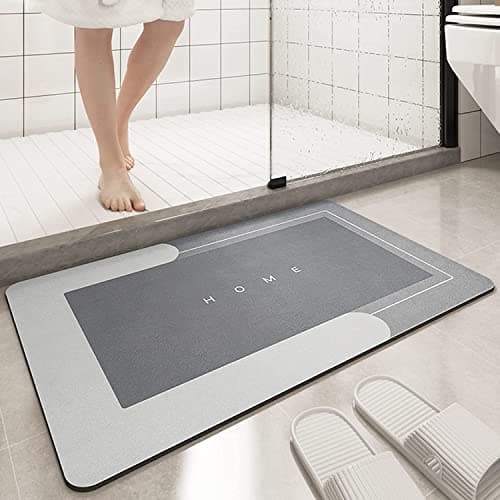 Image of Bingobang Absorbent Bath Mat Non Slip Anti Mould 60 x 40 cm, Diatom Mud Bathroom Shower Floor Mat, Quick-Dry 4 Layer Thickened Rug for Bedroom, Kitchen, Toilet, Door