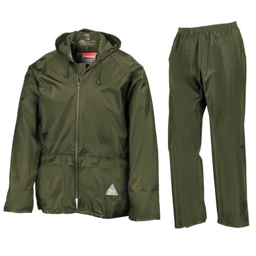 Image of Result, Heavyweight Adult Waterproof Jacket Trouser Suit Olive Green Large