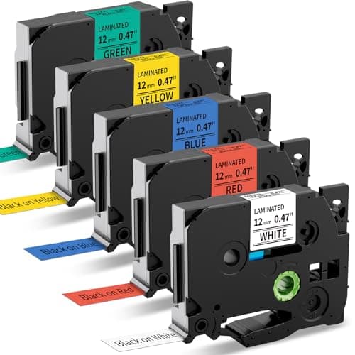 Image of MarkField Compatible Label Tape Replacement for Brother P Touch 12mm x 8m Cassette TZ TZe-231 431 531 631 731 Work for Ptouch PT-1000 1005 1010 H108 H110 H101C H105 H107 D200 E100 5 Pack