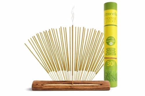 Image of Citronella Incense Sticks for Garden, 30 Pieces with Holder, Mosquito and Insect Repellent