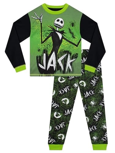 Image of Disney The Nightmare Before Christmas Boys Pyjamas | Jack Skellington Sally Halloween Festive Long Sleeve Long Leg PJs Set