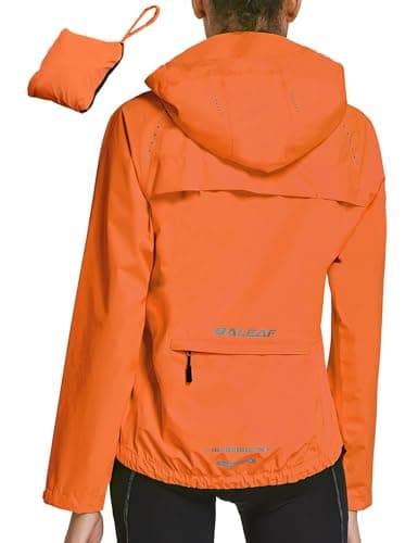 Image of baleaf Waterproof Jackets Women Cycling Jacket Womens Lightweight Outdoor Rain Coats Packable Running Windproof Walking Orange L