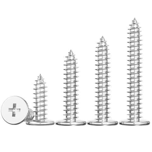 Image of Ctyjia M2 x 10mm Phillips Flat Head Self-Tapping Screws, Thin Flat Head, 304 Stainless Steel, Cross Groove Full Thread Woodworking Fastener, Silver, Pack of 20