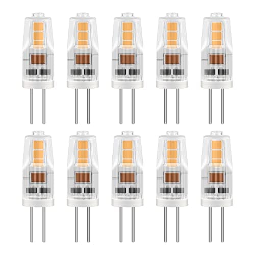 Image of Caldarax 10 Pack G4 LED Bulbs 2W, AC/DC 12V, Equivalent to 20W Halogen Bulb, Warm White 3000K, 200LM, Non-Dimmable, 2 Bi-Pin Base, LED Energy Saving Bulbs, G4 Capsule Bulb, for Home Lighting