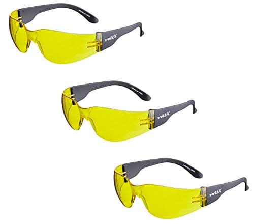 Image of voltX 3 x GRAFTER’ Lightweight Industrial Safety Glasses, UKCA & CE EN166f Certified/Cycling Safety Glasses (Yellow Lens)