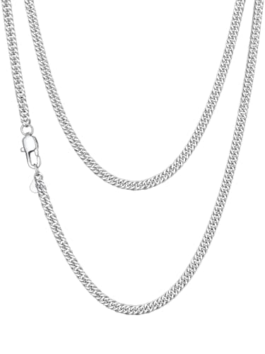 Image of Mens Cuban Chain Necklace - Stainless Steel Silver Rapper Chain - Mens Gifts