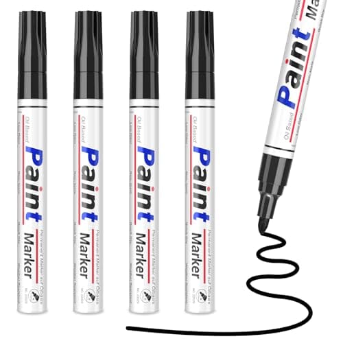 Image of SAKEYR Permanent marker Pens Black, 4 Pack Waterproof Marker Pens, Quick Dry Black Paint Pens for Rocks Painting, Metal, Plastic, Wood, Glass, Ceramic Mug, Garden Marker Pen.