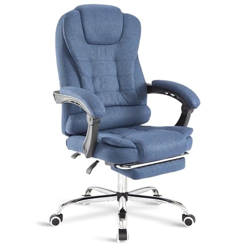 Image of Blisswood Desk Chair, Ergonomic Office Chairs for Home with Footrest and Lumbar Support, High Back Computer Chairs with 135° Recline, Adjustable Height Tilt Function 360° Swivel for Work Study (Blue)