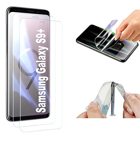 Image of Fonetek® Pack of 2, Compatible with GALAXY S9+ Invisible Clear Hydrogel TPU Screen Protector Shield Guard Cover [Full Coverage] [Dry-Fit] [NOT Glass] for Samsung Galaxy S9+ (6.2")