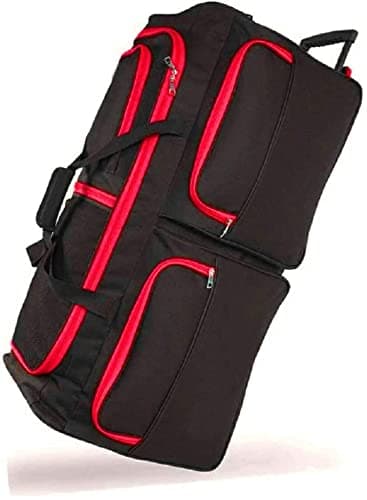 Image of DK Luggage Travel Bag Wheeled Holdall XXL Suitcase with 3 Wheels 40" Black/Red