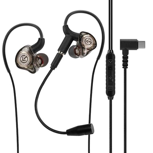 Image of GEEKRIA Gaming Earbuds with Detachable Mic, USB-C Wired In-Ear Headset, Noise-Isolating Stereo Bass Earphones Compatible with Phones, PCs, Laptops, and Other Gaming Devices (Black/ 4.9FT)