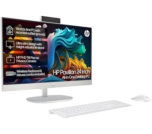 Image of HP 24-cr0037na 23.8" All-In-One Desktop PC | AMD Ryzen 7 | 16GB RAM | 1TB SSD | Dual 2W Speakers | Full HD Webcam | Full HD IPS Display | 99% sRGB | Windows 11 Home | White