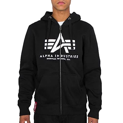 Image of Alpha Industries Basic Zip Hoody Hooded Sweat for Men Black