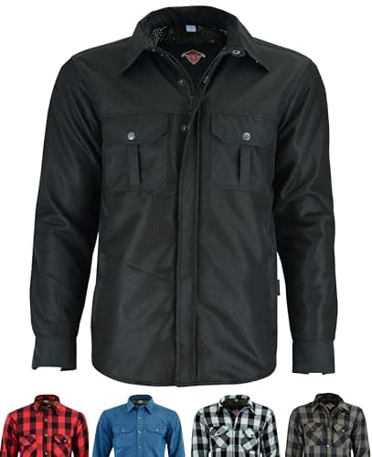 Image of Texpeed Mens Motorcycle Motorbike Jacket - Biker Shirt Made With 280gsm Aramid And Protective CE Armour (EN 1621-1) Black Mesh - XL