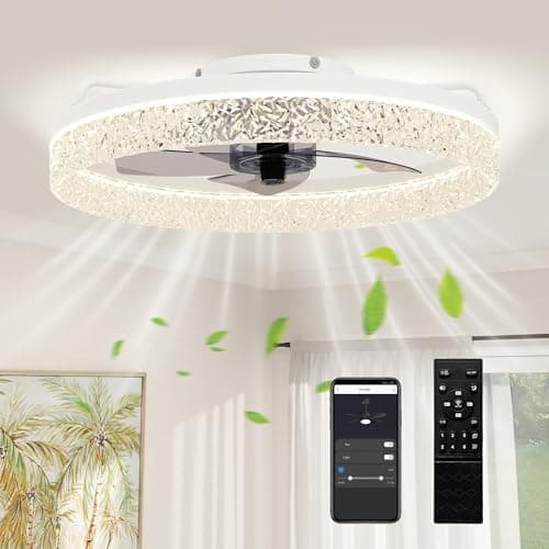 Image of HOMCOM Ceiling Fans with Lights and Remote & App Control, 50 cm Modern LED Ceiling Fan Light with 3 Colour Temperatures, 6 Speed, Timer, Dimmable, Quiet Reversible DC Motor, for Bedroom, Study, White