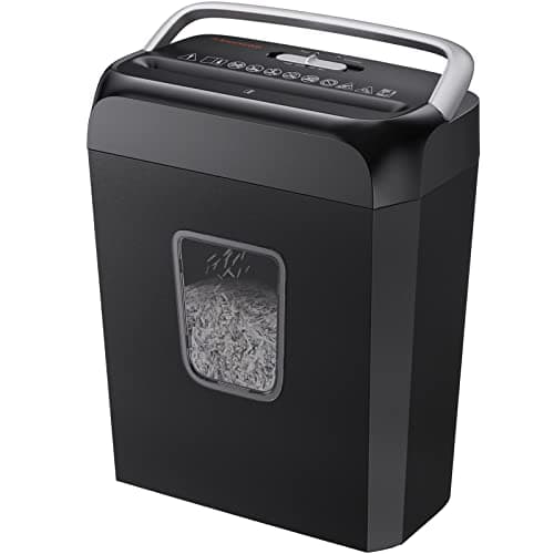 Image of Bonsaii 6 Sheet Cross Cut Paper Shredder, Compact Shredder for Home & Small Office Use, Shreds Credit Cards, Staples, and Clips, Portable Handle Design, 13L Bin (C237-B Upgrade Version)