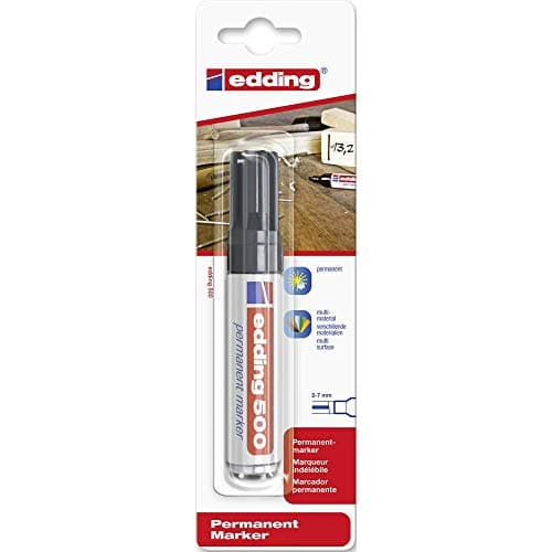Image of edding 500 Permanent Marker - Black - 1 Pen - Chisel Tip 2-7 mm - Waterproof, Quick-Drying, Smear-Proof Pens - for Cardboard, Plastic, Wood, Metal, Glass and Fabric