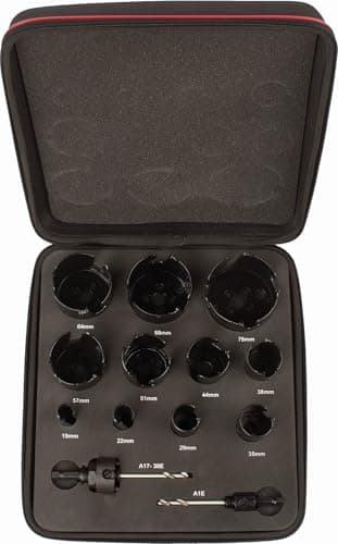 Image of Starrett Tungsten Carbide Tipped Holesaw Kit - 13 Piece, Multi Purpose Cut TCT Hole Saw Cutter Kit with Arbors Set - Compatible with Bosch Dewalt Hitachi Festool Milwaukee