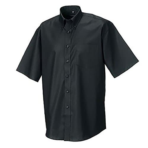 Image of Russell Collection Men’s Short Sleeve Easy Care Oxford Shirt (Black, 15.5 inch)