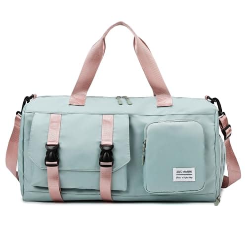 Image of Sports Gym Bag Duffle Bag with Shoes Compartment, Weekend Travel Bag Overnight Bag (Green)