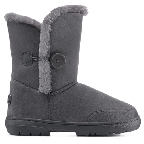 Image of Holly Womens Single Button Faux Faux Waterproof Winter Snow Boots - Grey - 5 - GRE38 AEA0147