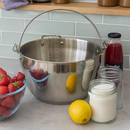Image of Jam Pan Stainless Steel Maslin 8.5 litres for Making Jams and Chutneys Suitable for Induction Hobs, Electric and, Gas