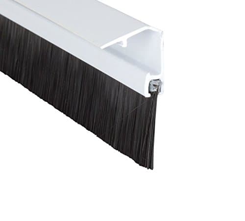Image of Stormguard Concealed Fixed Brush Bottom Door Seal - Draught Excluder Door Strip - White