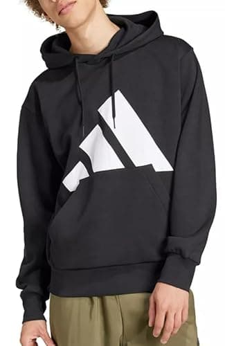 Image of adidas Mens Essentials Big Logo Fleece Sportswear Hoddie,Black/White,Large