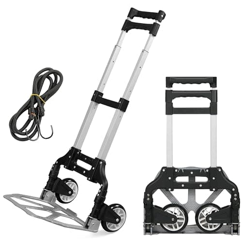 Image of Yaheetech Aluminum Folding Hand Truck Heavy Duty Sack Trolley with Wheels Foldable Barrow Cart 75kg Load Capacity, Black