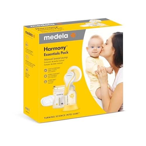 Image of Medela Harmony Essentials Pack – Set with Harmony Manual Breast Pump, PersonalFit Flex Breast Shield, Breast Milk Bags and Nursing Pads – Ideal for on the go