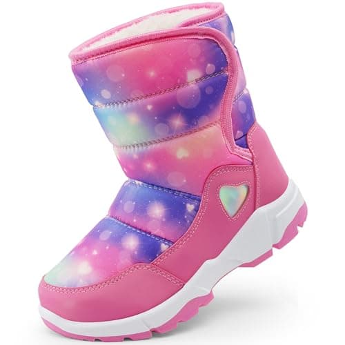 Image of Harvest Land Kids Snow Boots Boys Girls Winter Boots For Toddler Waterproof Snow Ankle Boots Kids Anti-slip Walking boots Warm Fur Lined High-Top Snow Boots Size 1