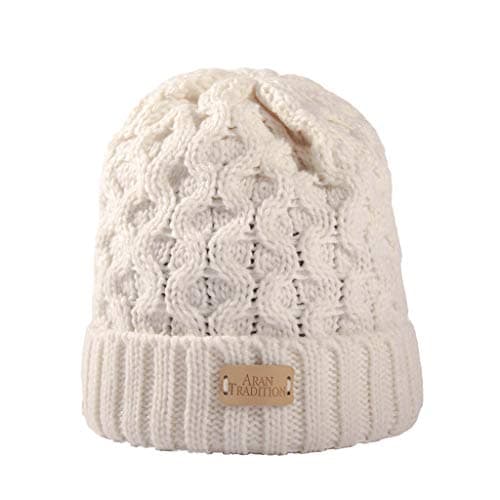 Image of Aran Traditions Ribbed Beanie Hat (Cream)