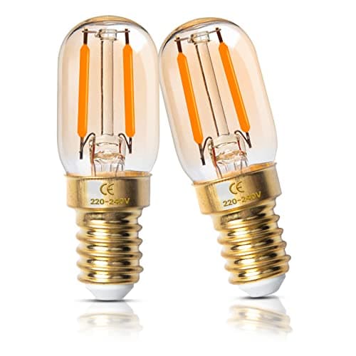 Image of Luxvista 2W E14 LED Light Bulb Small Screw Ultra Warm White 2200K Dimmable SES E14 Filament Bulbs Vintage Amber Glass T22 Mini Tubular, Equivalent 15-20W, 2-Pack