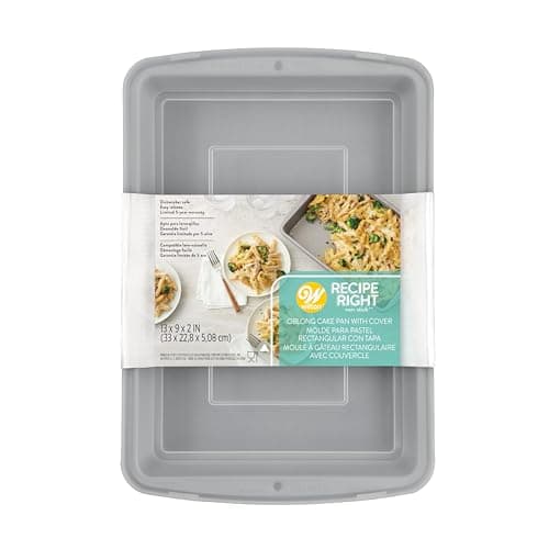 Image of Wilton 2105-962 Rectangle Baking Tin, Recipe Right, Non Stick 33 x 22.8 x 5 cm (9 x 13in), Silver