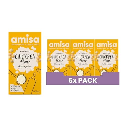 Image of Amisa Organic Gluten-Free Chickpea Flour, Fine Milled, 400g - High in Protein & High in Fibre - Ideal for Hummus, Falafel, and Flatbreads