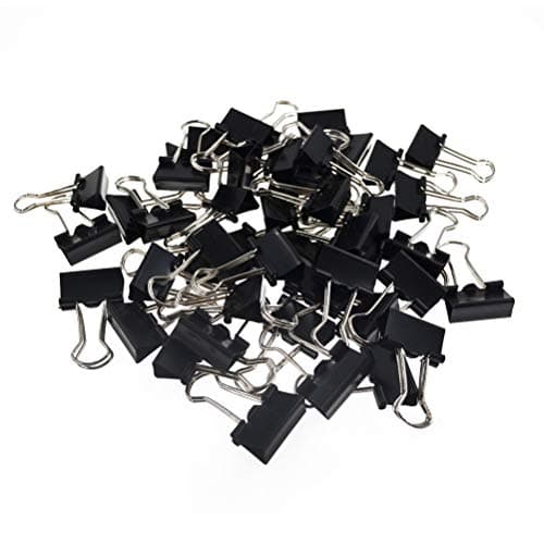 Image of 43 pcs Binder Clips, Black Metal Paper Clips, 25mm Sizes Foldback Clips Clamp Binder Clips for Office Home Supplies