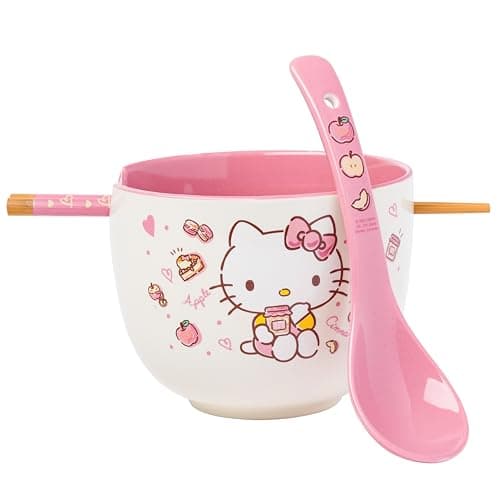 Image of Sanrio Hello Kitty Apples and Cinnamon 20-Ounce Ramen Bowl and Chopstick Set