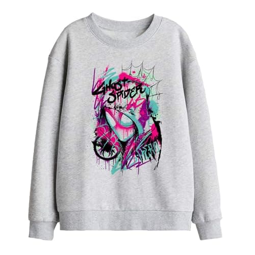 Image of Marvel Ghost Spider Gwen Graffiti Face Kids Sweatshirt, Athletic Heather, 5-6