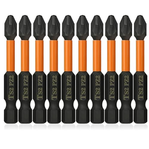 Image of Saipor 10pcs Magnetic Pozidriv Screwdriver Bits PZ2 Pozi 1/4" Hex Shank No.2 Alloy Steel S2 Screwdriver Bit PZ2 (50mm Length)