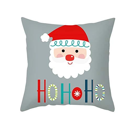 Image of Homxi Modern Xmas Pillow Covers,Santa Ho Ho Ho Polyester Cushion Covers Red Gray White Throw Pillow Set 16x16Inch