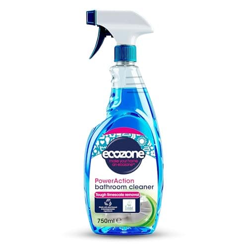 Image of Ecozone PowerAction Bathroom Cleaner, Powerful Limescale Remover & Bathroom Spray, Anti Limescale Descaler, Toilet, Sink & Shower Cleaner, Eco Conscious Vegan Natural Cleaning Products - 750ml