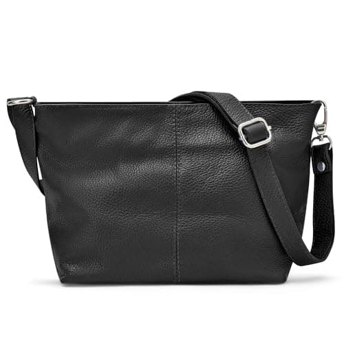 Image of Woodland Leathers 100% Genuine Leather Italian Shoulder bags for women, Black handbag/shoulder bag with adjustable strap for ladies, Designer ladies bags with compartments (Black)