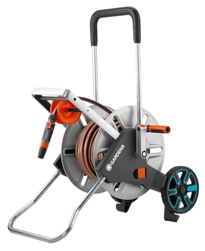 Image of GARDENA CleverRoll M Easy Metal Hose Trolley Includes 25m (82.5FT - Flex 1/2" Hose)
