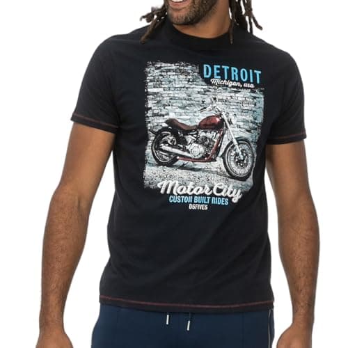 Image of D555 Graphic T Shirt Motorbike Short Sleeve Crew Neck Top Mens Plus Size KNOWLE (UK, Alpha, 4XL, Plus, Regular, Navy)