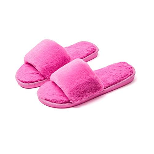 Image of LANFIRE Women's slippers Plush slippers Ladies Slippers Autumn and winter room wooden floor slippers Moon slippers (40-41, Rose)