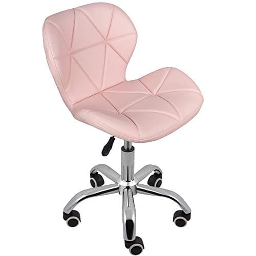 Image of Charles Jacobs Home Office Swivel Computer Desk Chair with a Height Adjustable Chrome base and Wheels - Pink PU