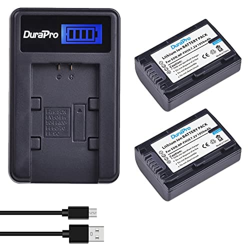 Image of DuraPro 2Pcs NP-FH50 NP FH50 Battery + LCD USB Battery Charger for Sony NP-FH30,NP-FH40,NP-FH50,NP-FH60,NP-FH70,NP-FH100;H Series;Sony DCR-SR32,DCR-SR33,DCR-SR35,DCR-SR36,DCR-SR48,DCR-SR52 Handycams