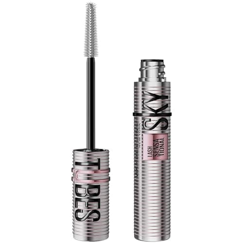 Image of Maybelline Tubing Mascara Black, Lash Sensational Sky High Tubes Mascara with with Shea Butter + Castor Oil, Lengthening for Extension-Like Length, 24H Smudge-Proof, Washable, Vegan, Sensitive Eyes