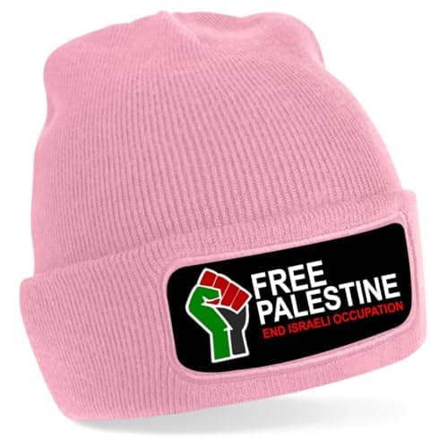 Image of Free Palestine Thinsulate Patch Beanie Woolly Beanie Hat Headwear Workwear Promotion (Dusky Pink)