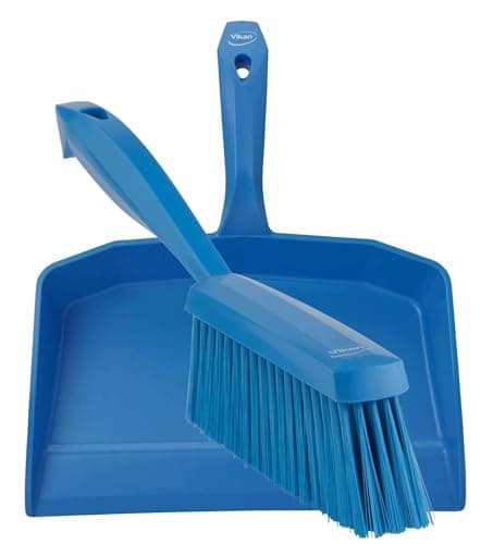 Image of Vikan 5660_4587 Dustpan and Brush Set Sweeping Shovel Soft Bristle Hygienic (Blue)